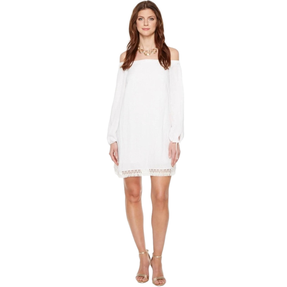 Lilly Pulitzer White Adira Off-the-Shoulder Mini Dress Coastal Resort Wear Sz M